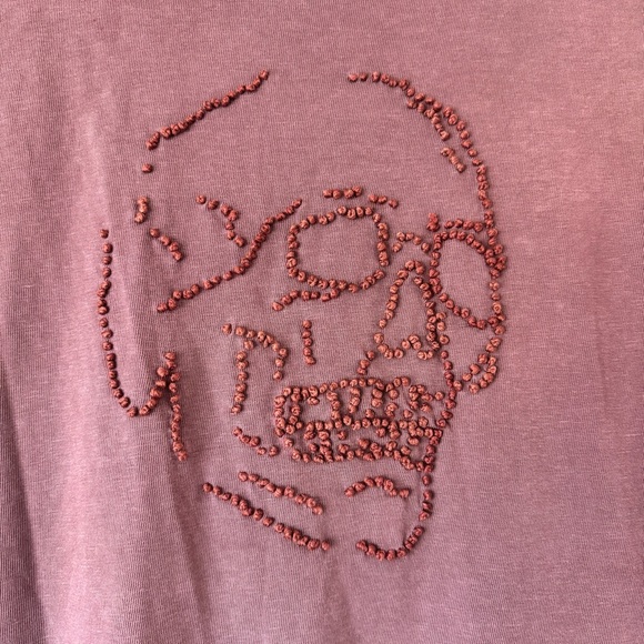 John Varvatos Beaded Skull Graphic T-Shirt Mauvewood Cotton Crewneck Sz S - Picture 5 of 12
